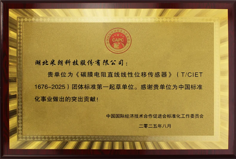 直线位移传感器标准起草证书