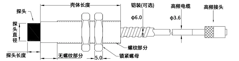 五、ML33-RG耐高温型电涡流位移传感器安装尺寸
